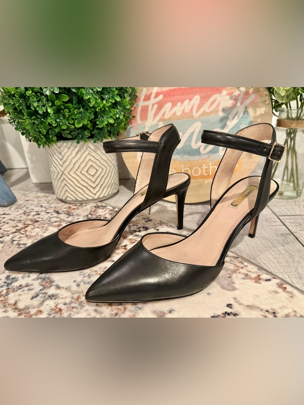Louise et Cie Lo-Kota Black Nappa Leather Heels 10N